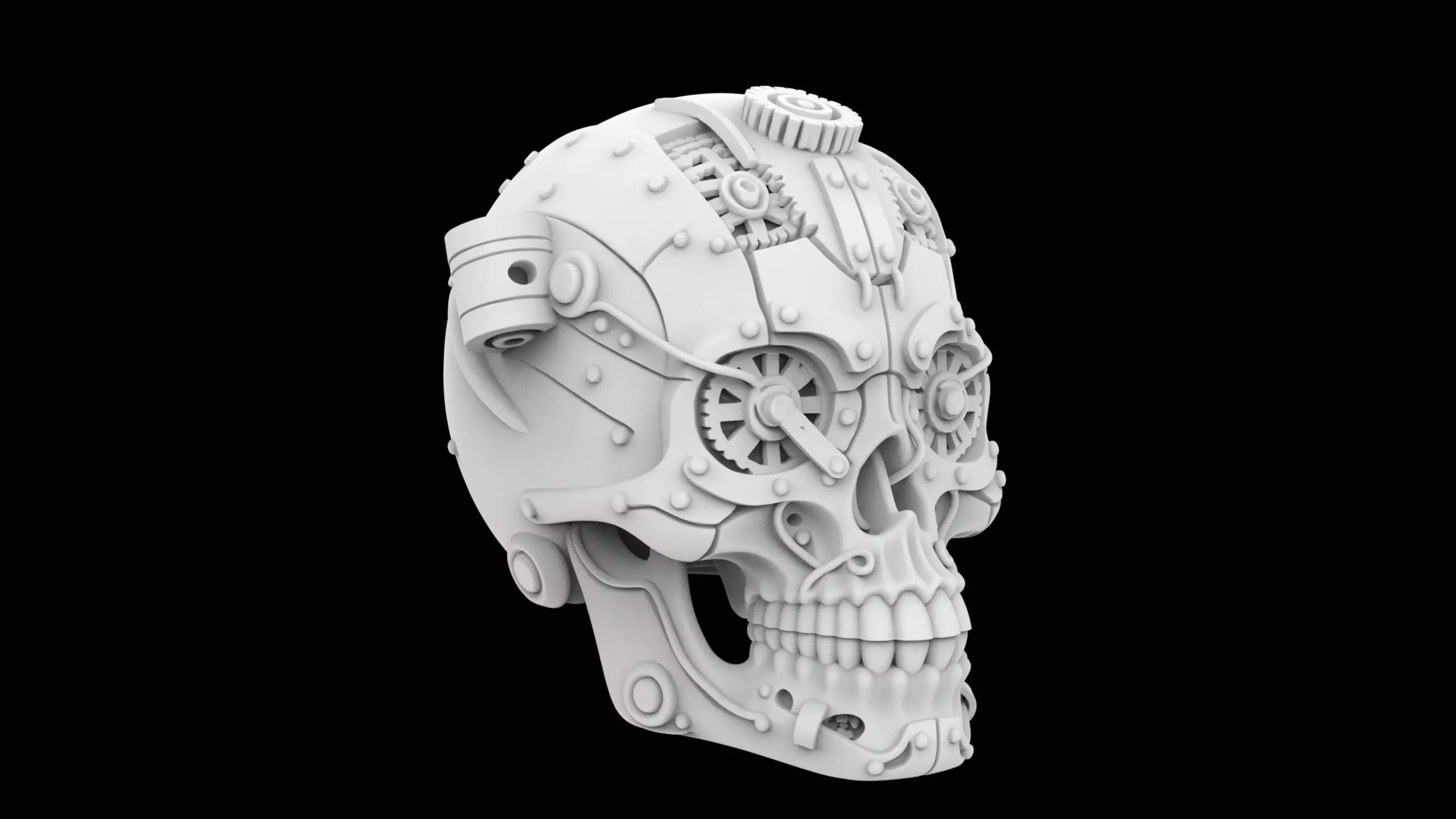 Steampunk Mechanical Skull 3D Print Model 3D print model