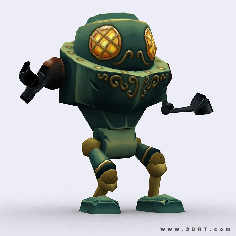 3DRT-Chibii-robot-02 robot with eyes Low-poly 3D model_2