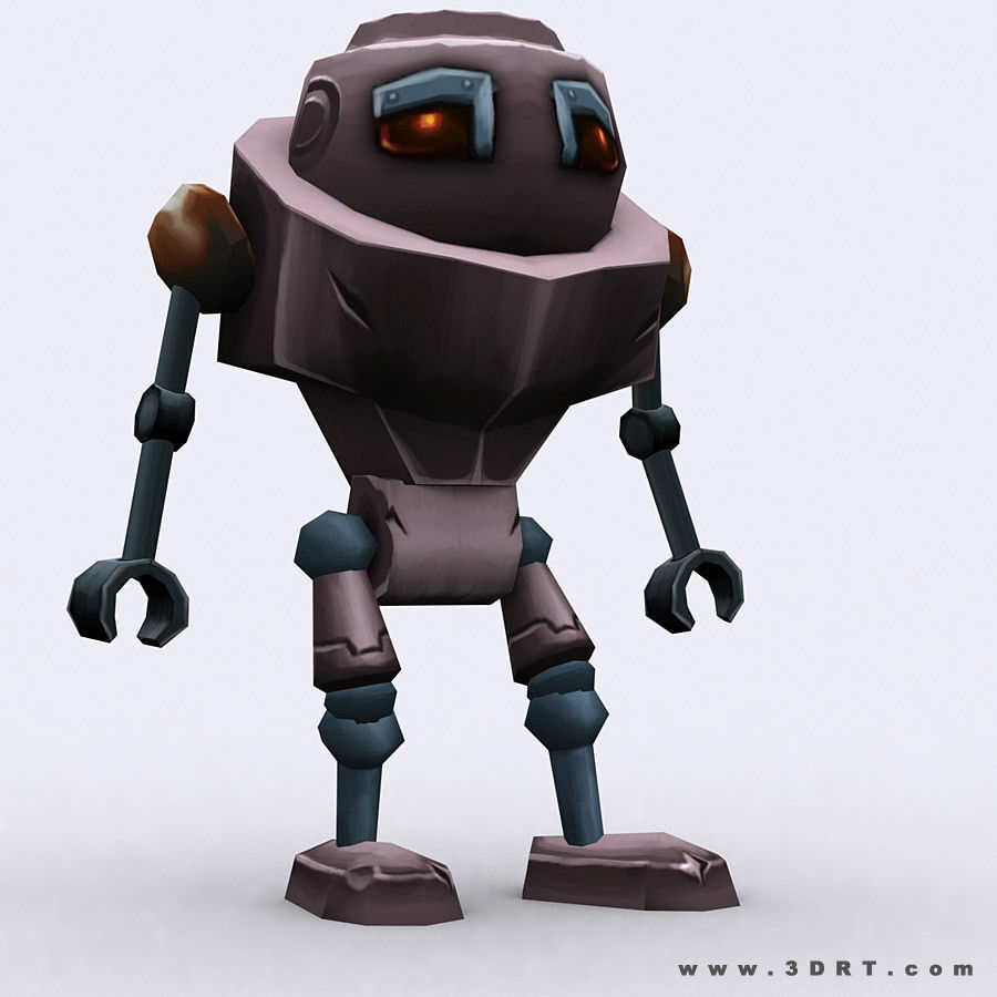 3DRT-Chibii-robot-02 robot with eyes Low-poly 3D model_1