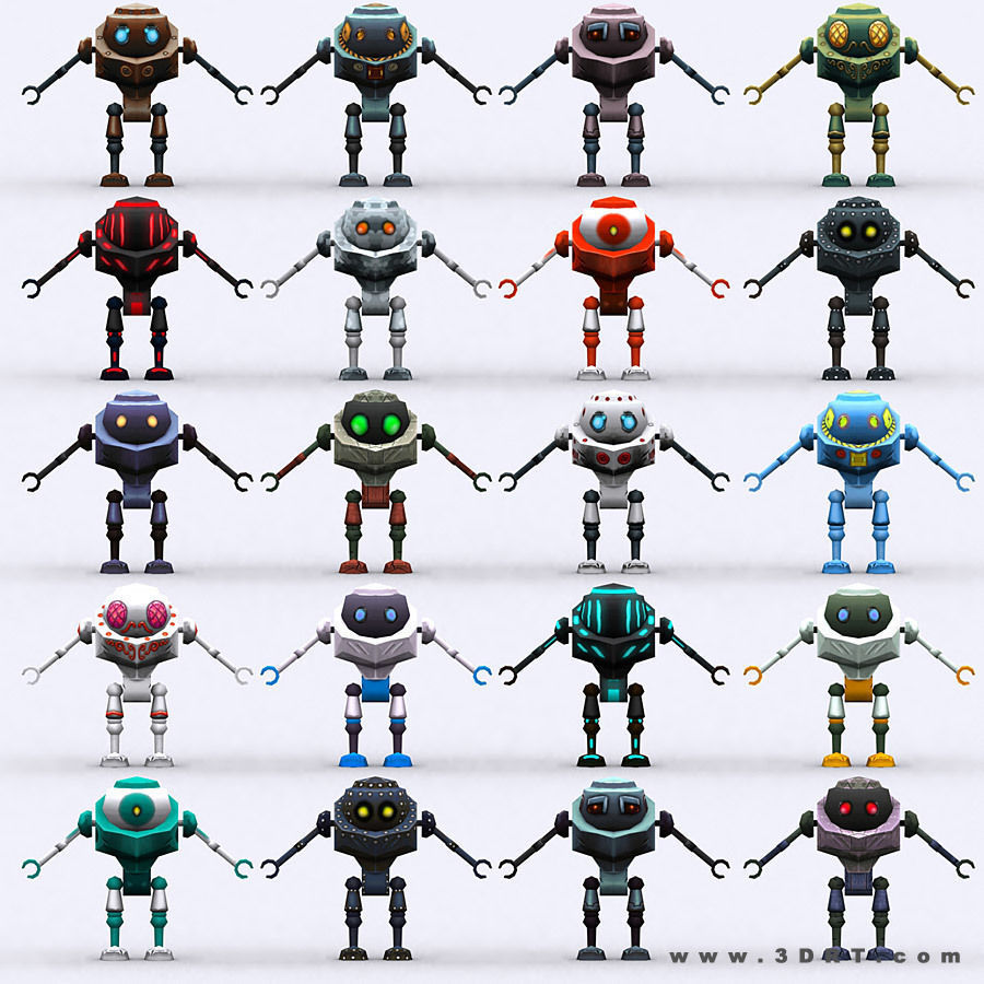 3DRT-Chibii-robot-02 robot with eyes Low-poly 3D model_5