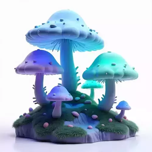 Luminous Mushroom Realm 3D Fantasy