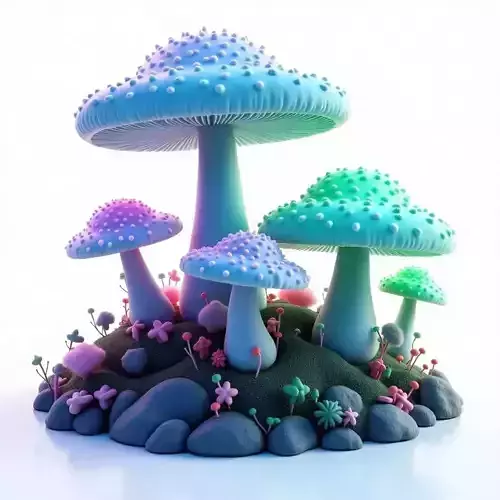 Radiant Mushroom Haven Island 3D Enchantment Low-poly 3D model