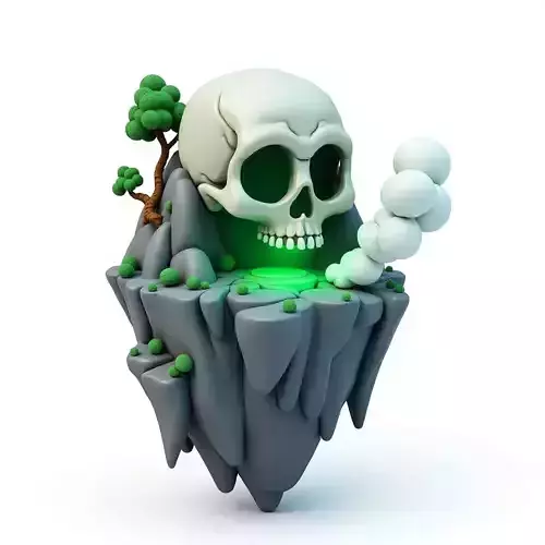 Ethereal Pirates Skull Island 3D Mystique Low-poly 3D model