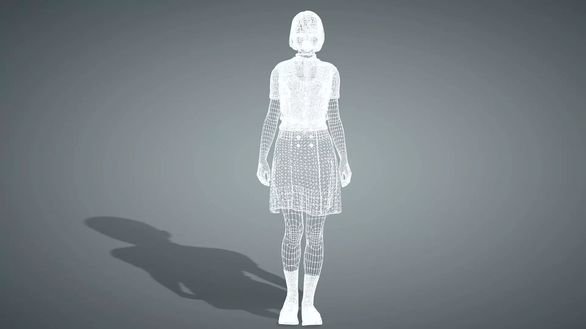 Female Collage Student In Uniform Low-poly 3D model_19