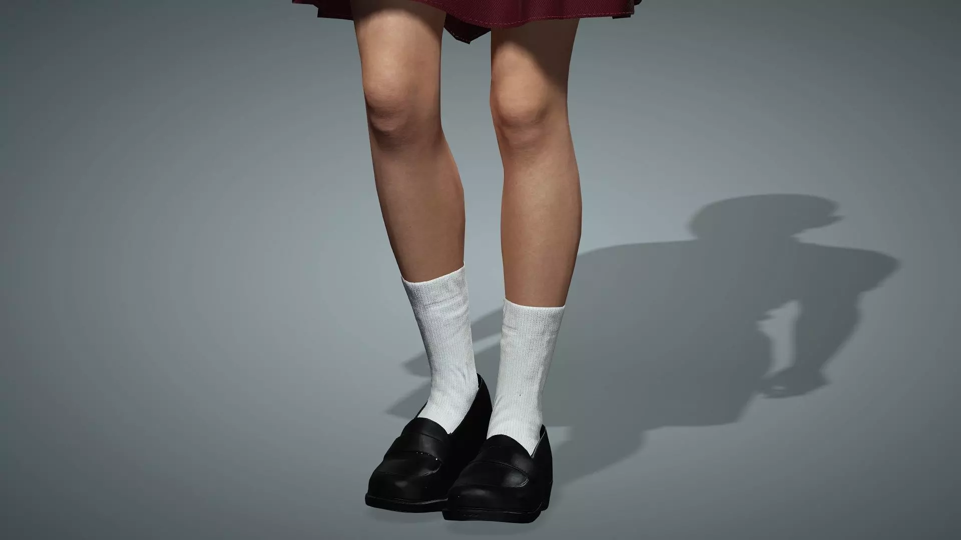 Female Collage Student In Uniform Low-poly 3D model_5