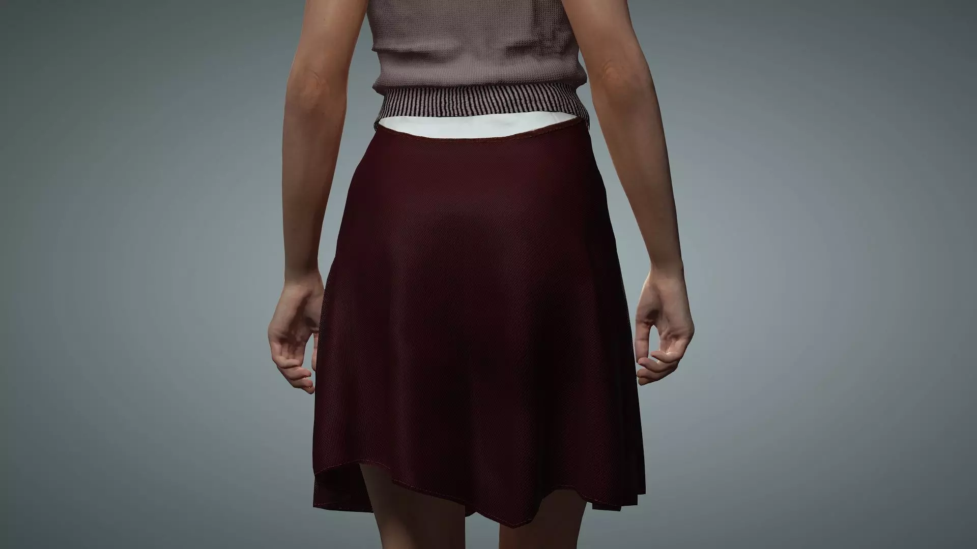 Female Collage Student In Uniform Low-poly 3D model_4