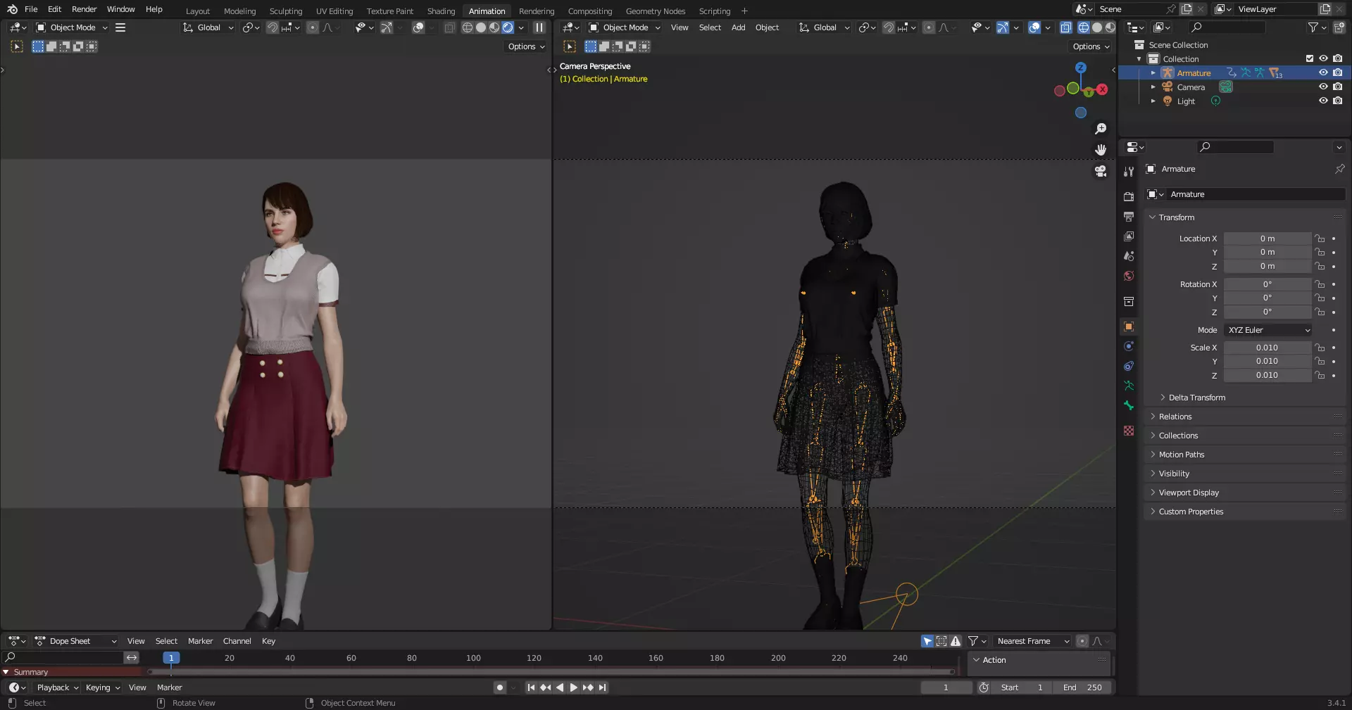 Female Collage Student In Uniform Low-poly 3D model_20