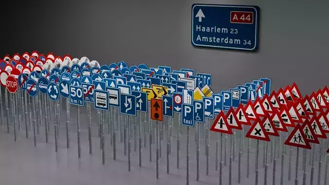 Nederlandse verkeersborden set - Dutch traffic signs - Blender