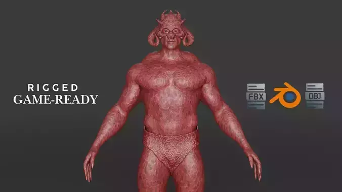 Bonecrusher Fiend Demonic 3D Character with Rig and Skull Mask