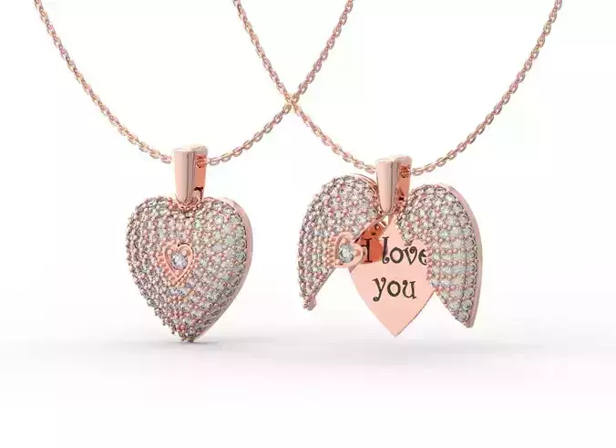 Heart pendant locked system I love you