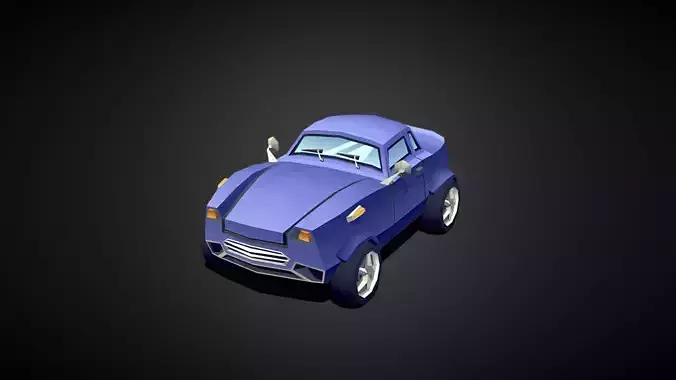 Lowpoly Stylized Toon Muscle Car gradient tex Free low-poly 3D model