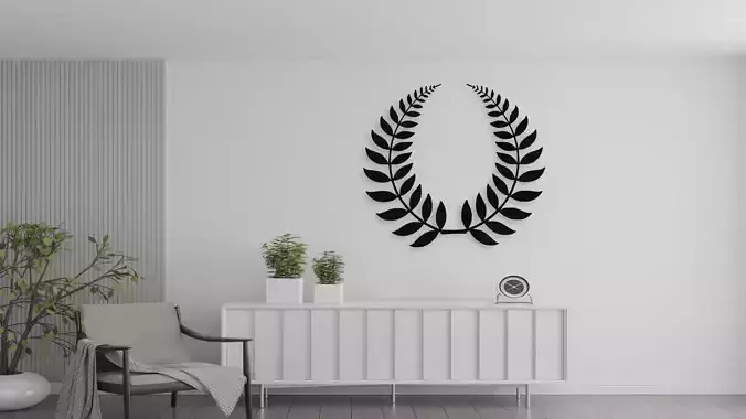 Laurel Wreath Victory Wall Art Digital File for CNC and 3D Print