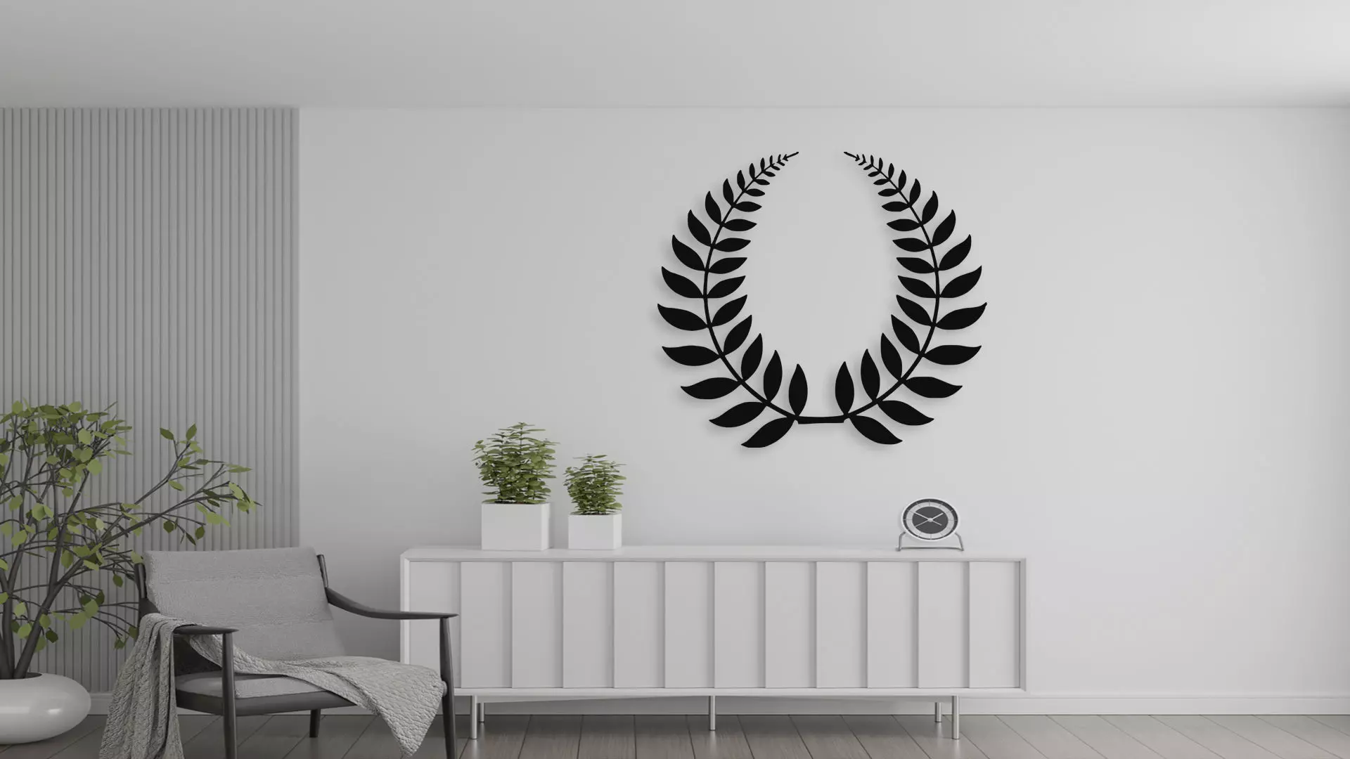 Laurel Wreath Victory Wall Art Digital File for CNC and 3D Print 3D model_0