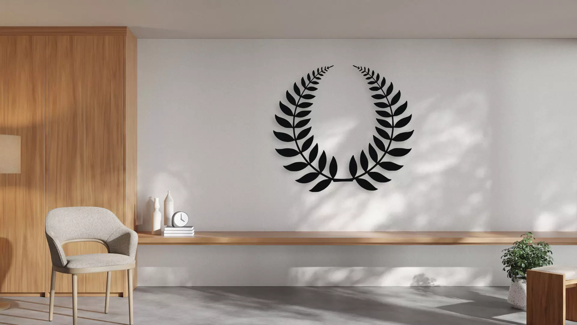 Laurel Wreath Victory Wall Art Digital File for CNC and 3D Print 3D model_1