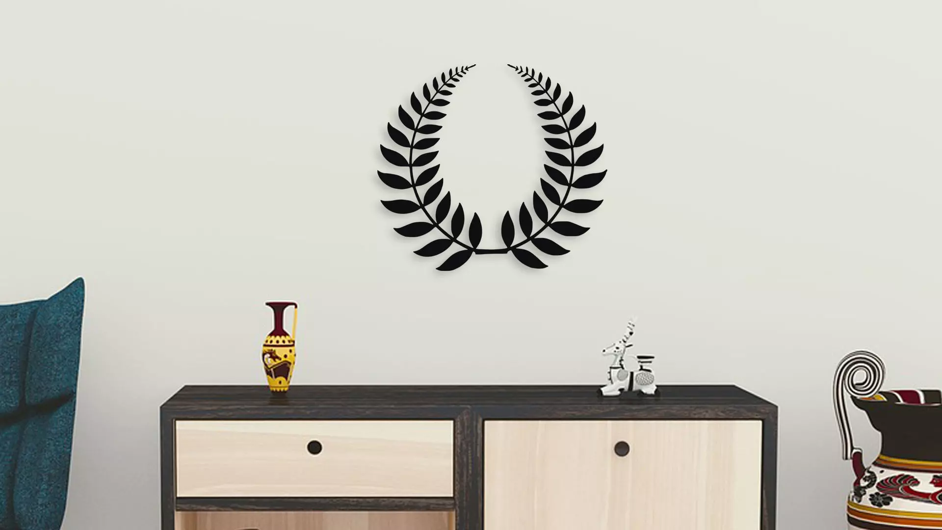 Laurel Wreath Victory Wall Art Digital File for CNC and 3D Print 3D model_3