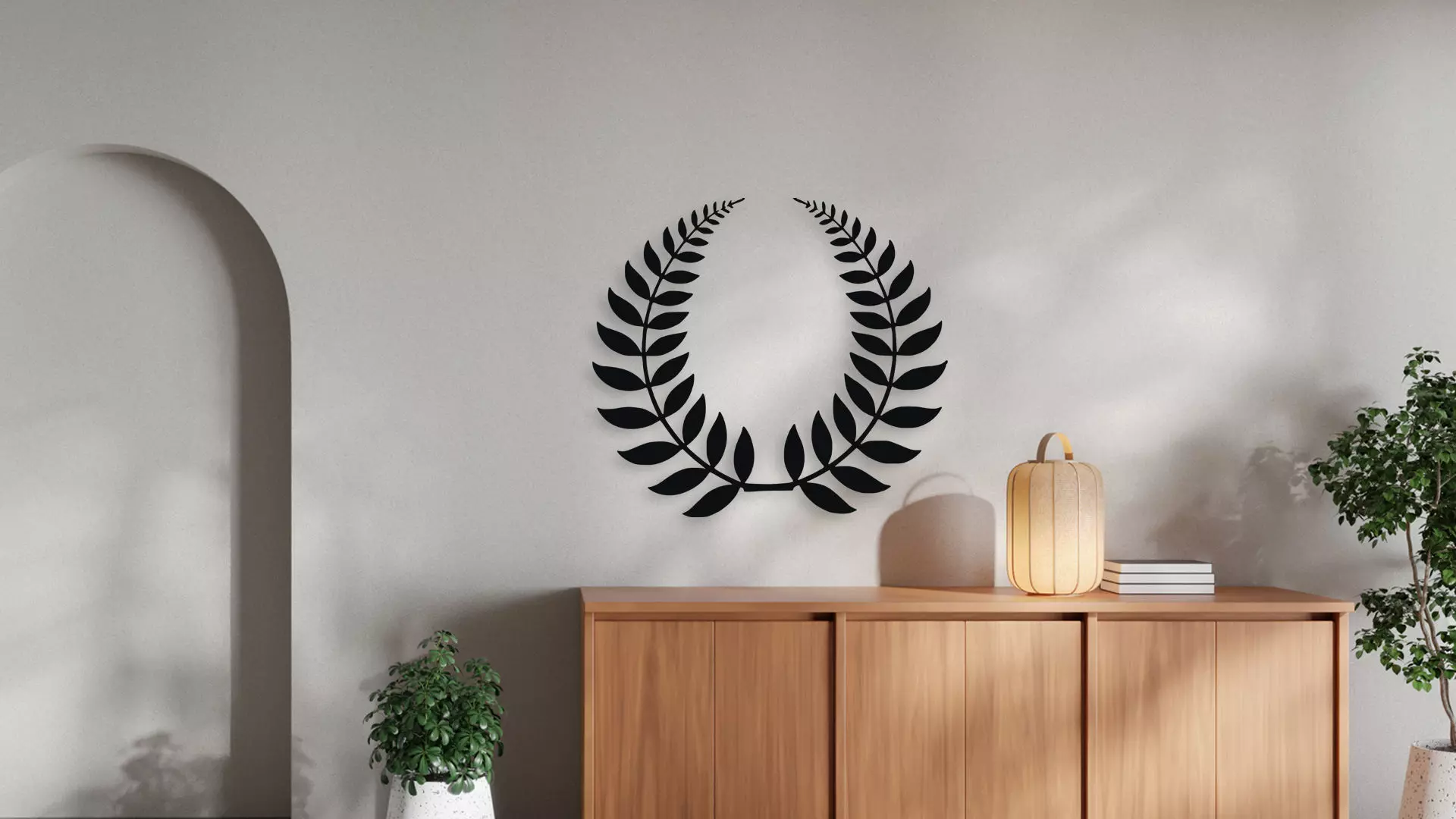Laurel Wreath Victory Wall Art Digital File for CNC and 3D Print 3D model_2