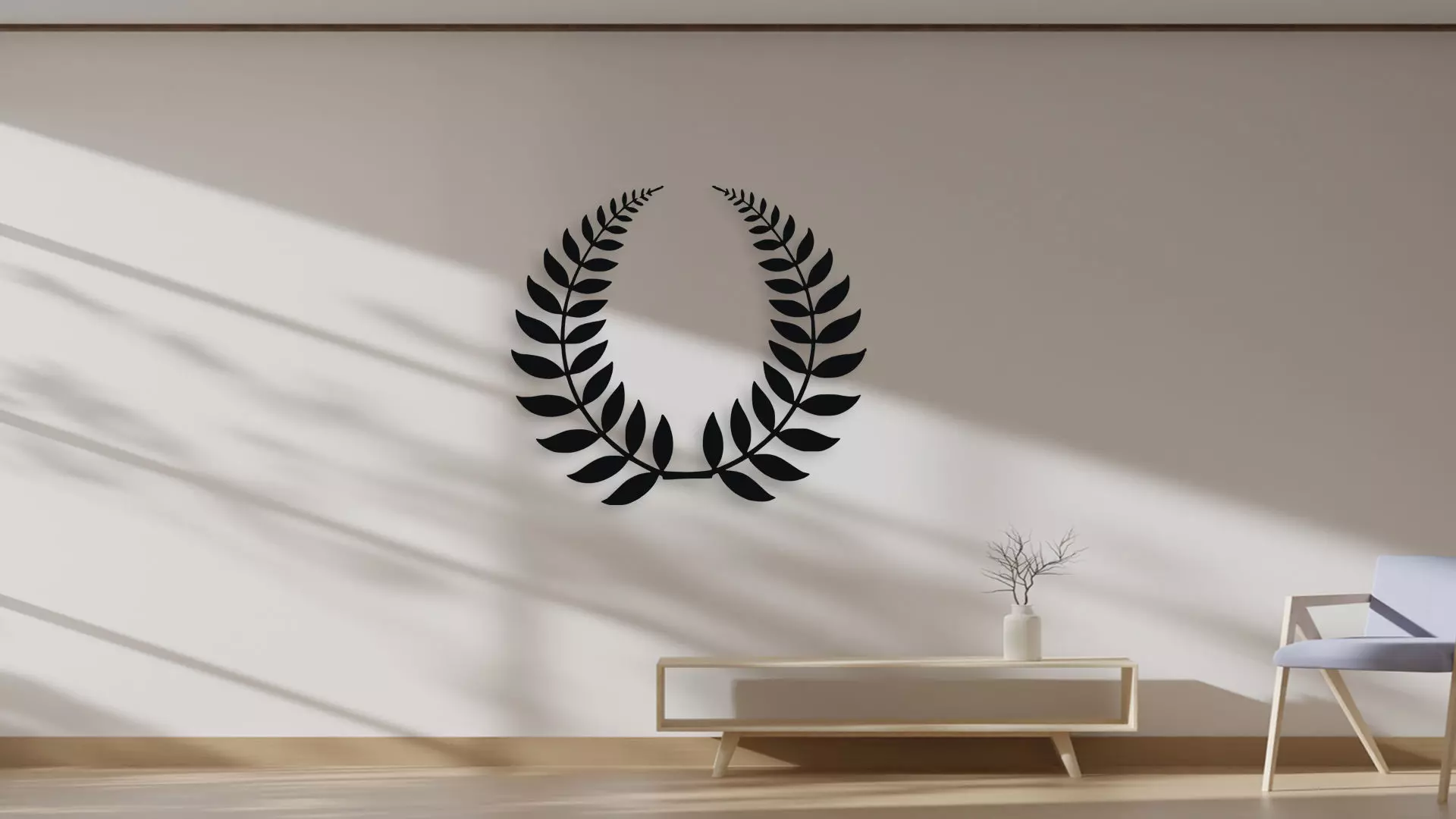 Laurel Wreath Victory Wall Art Digital File for CNC and 3D Print 3D model_4