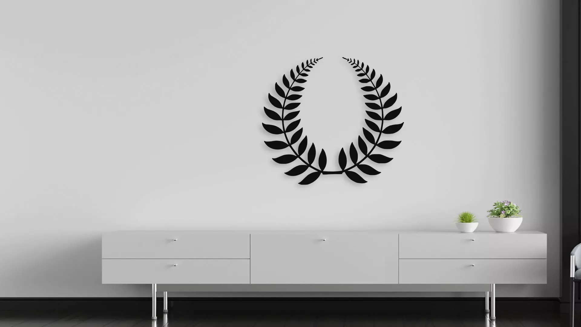 Laurel Wreath Victory Wall Art Digital File for CNC and 3D Print 3D model_5