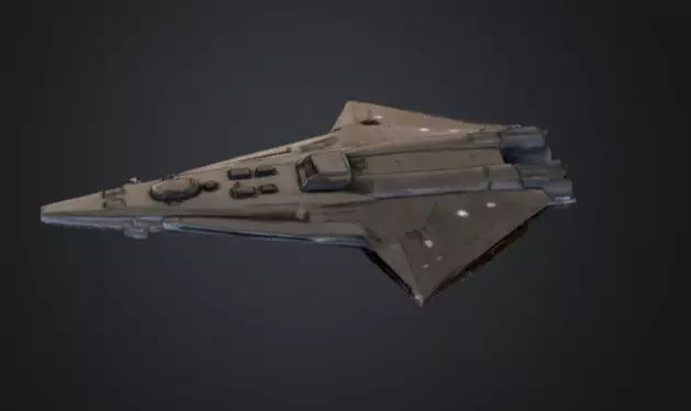 Monolithic Flagship Warship SciFi Space Game Asset Low-poly 3D model_1