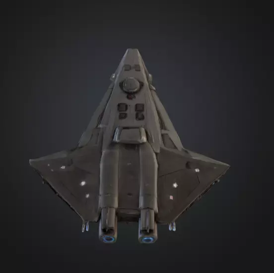 Monolithic Flagship Warship SciFi Space Game Asset Low-poly 3D model_4