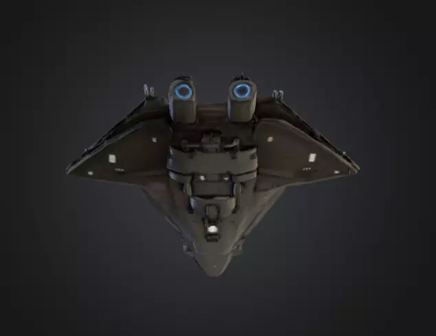 Monolithic Flagship Warship SciFi Space Game Asset Low-poly 3D model_5