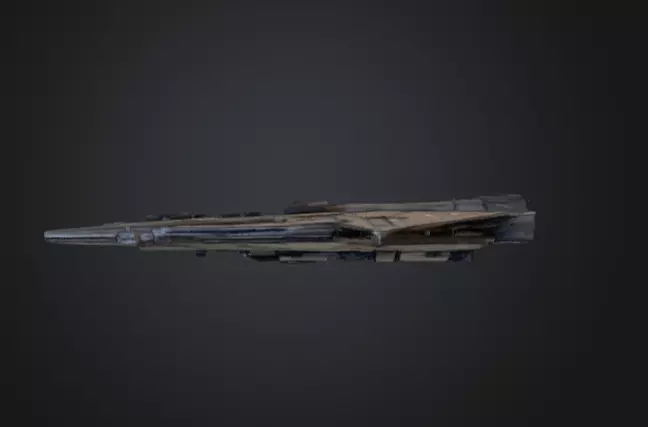Monolithic Flagship Warship SciFi Space Game Asset Low-poly 3D model_2