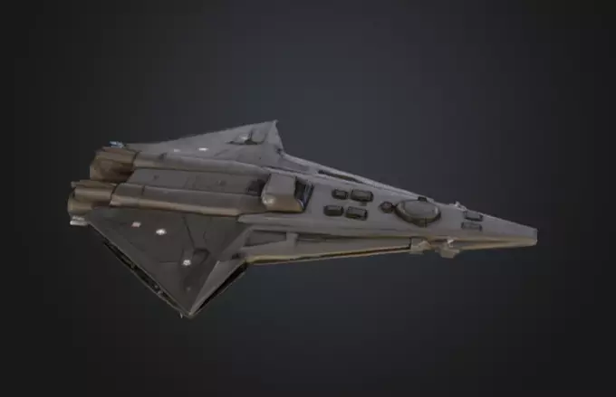 Monolithic Flagship Warship SciFi Space Game Asset Low-poly 3D model_3
