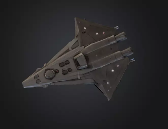 Monolithic Flagship Warship SciFi Space Game Asset Low-poly 3D model_0