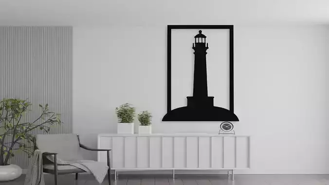 Lighthouse Silhouette Framed Wall Art Decor