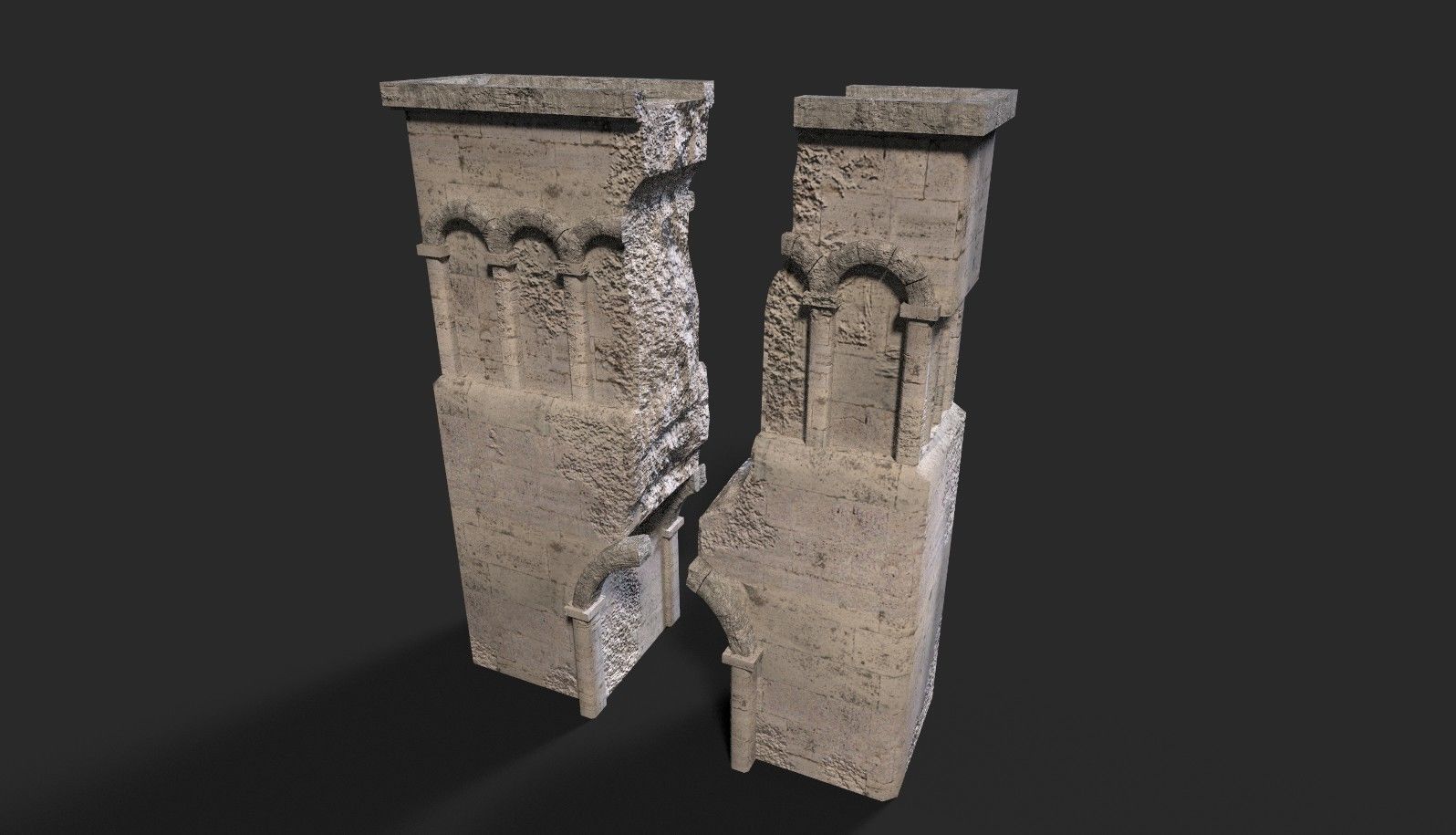 Medieval ruin Low-poly 3D model_1