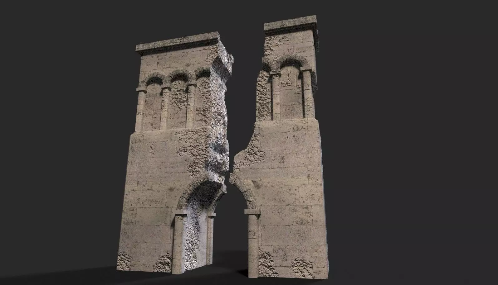 Medieval ruin Low-poly 3D model_0