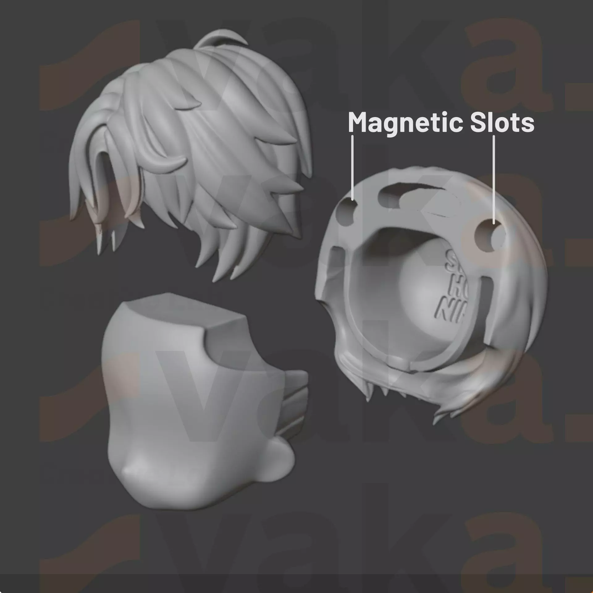 Rafayel Custom Nendoroid Hair 3D Model Love and Deep Space 3D print model_3