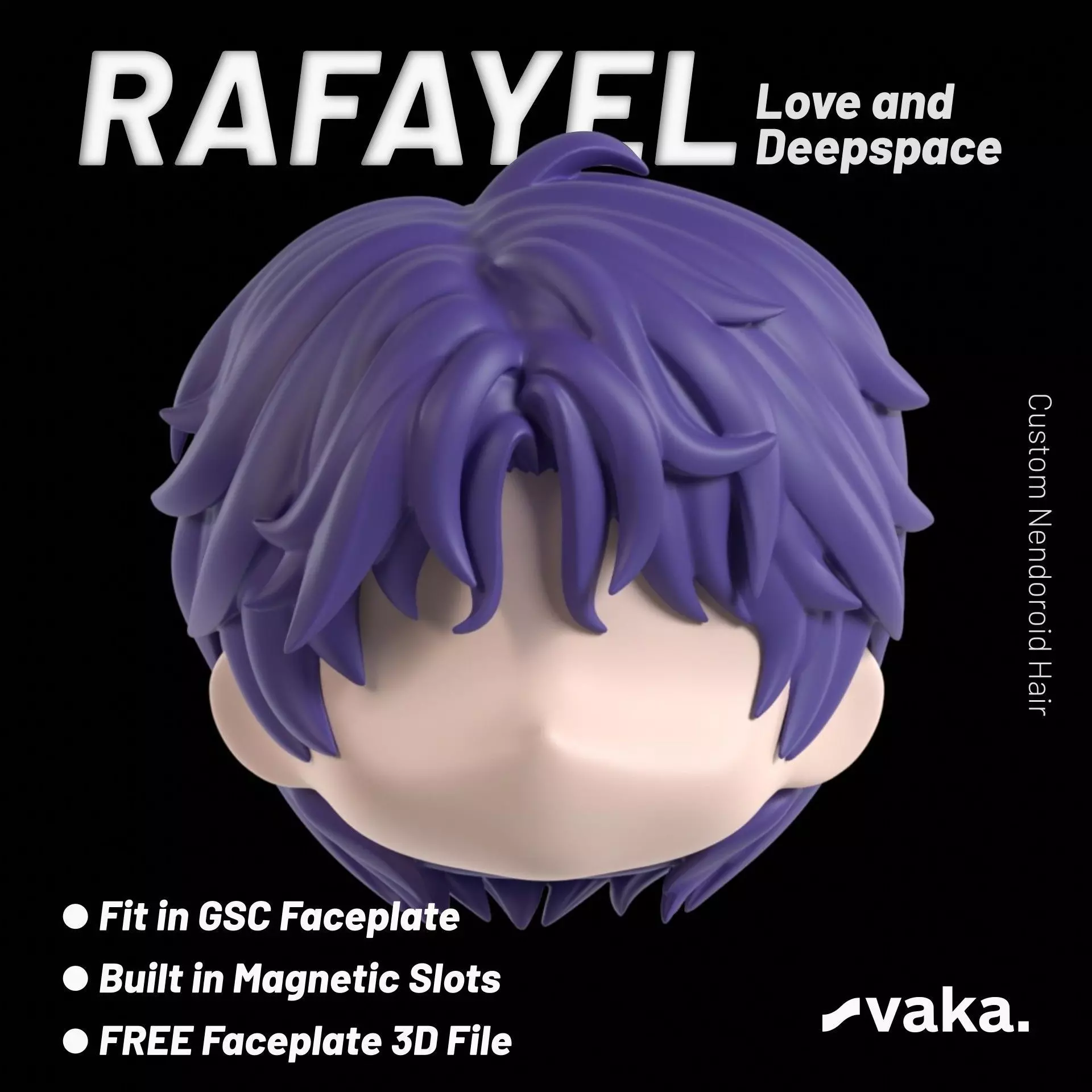 Rafayel Custom Nendoroid Hair 3D Model Love and Deep Space 3D print model_0