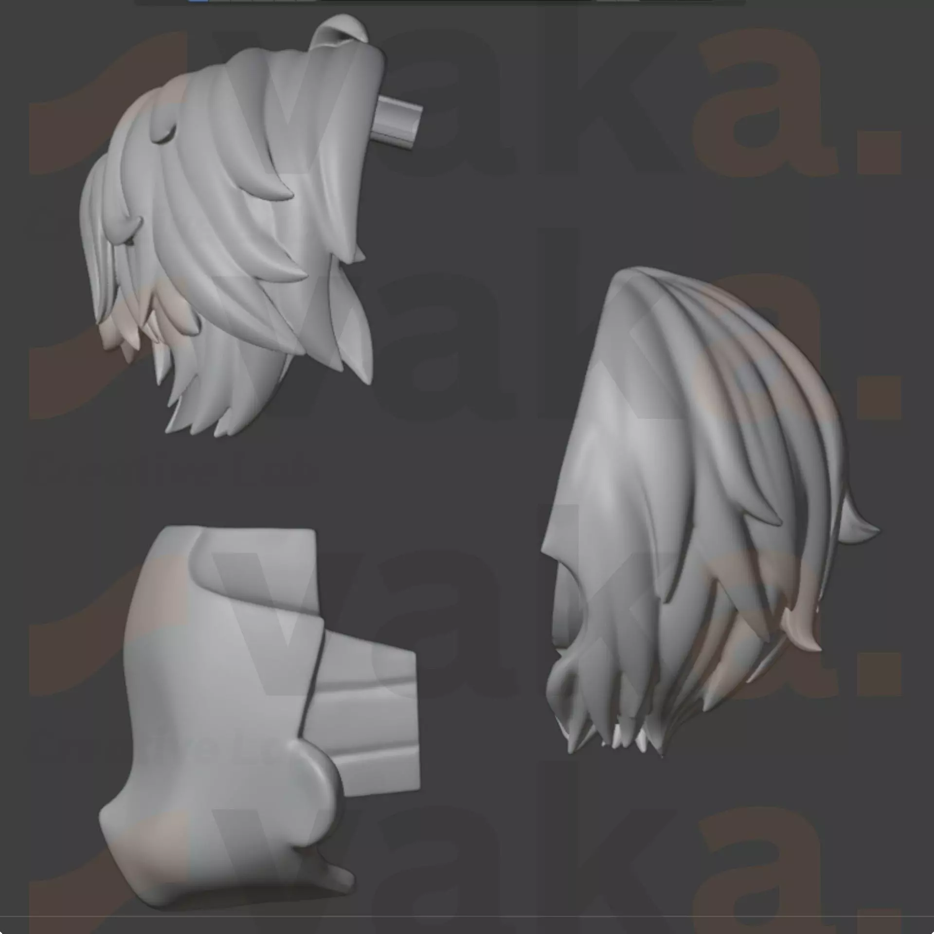 Rafayel Custom Nendoroid Hair 3D Model Love and Deep Space 3D print model_4