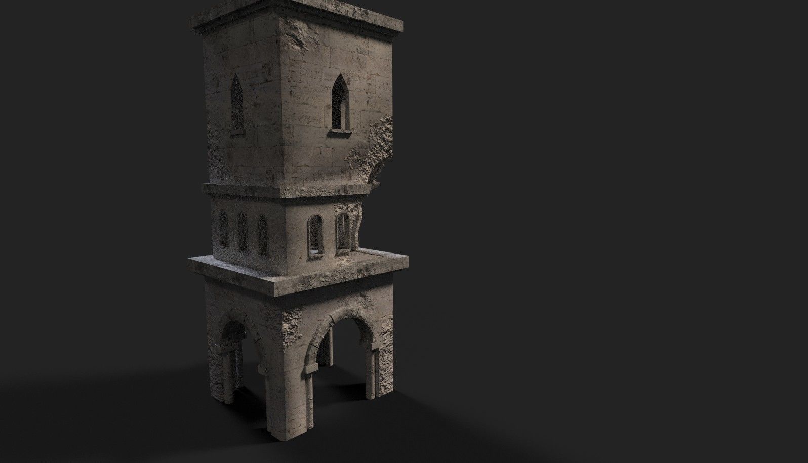 Medieval ruin Low-poly 3D model_2