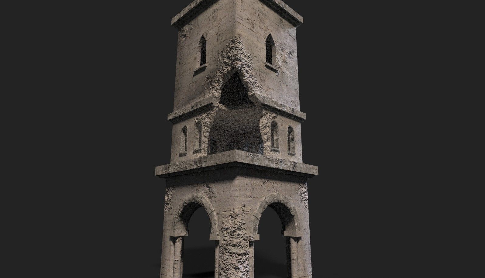 Medieval ruin Low-poly 3D model_1