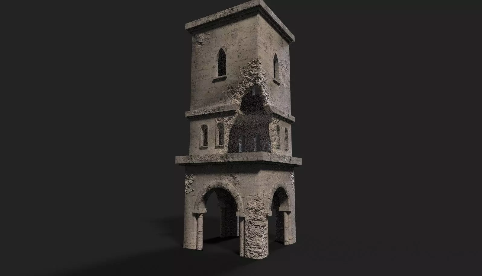 Medieval ruin Low-poly 3D model_0