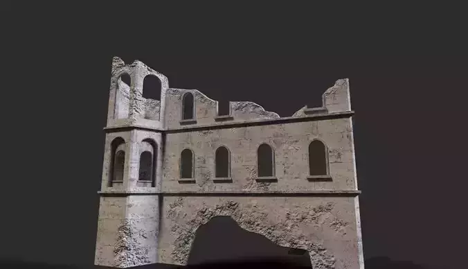 Medieval ruin Low-poly 3D model