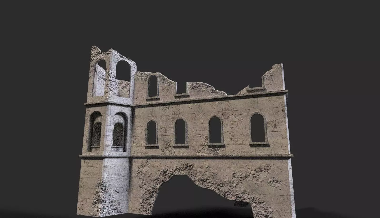 Medieval ruin Low-poly 3D model_0
