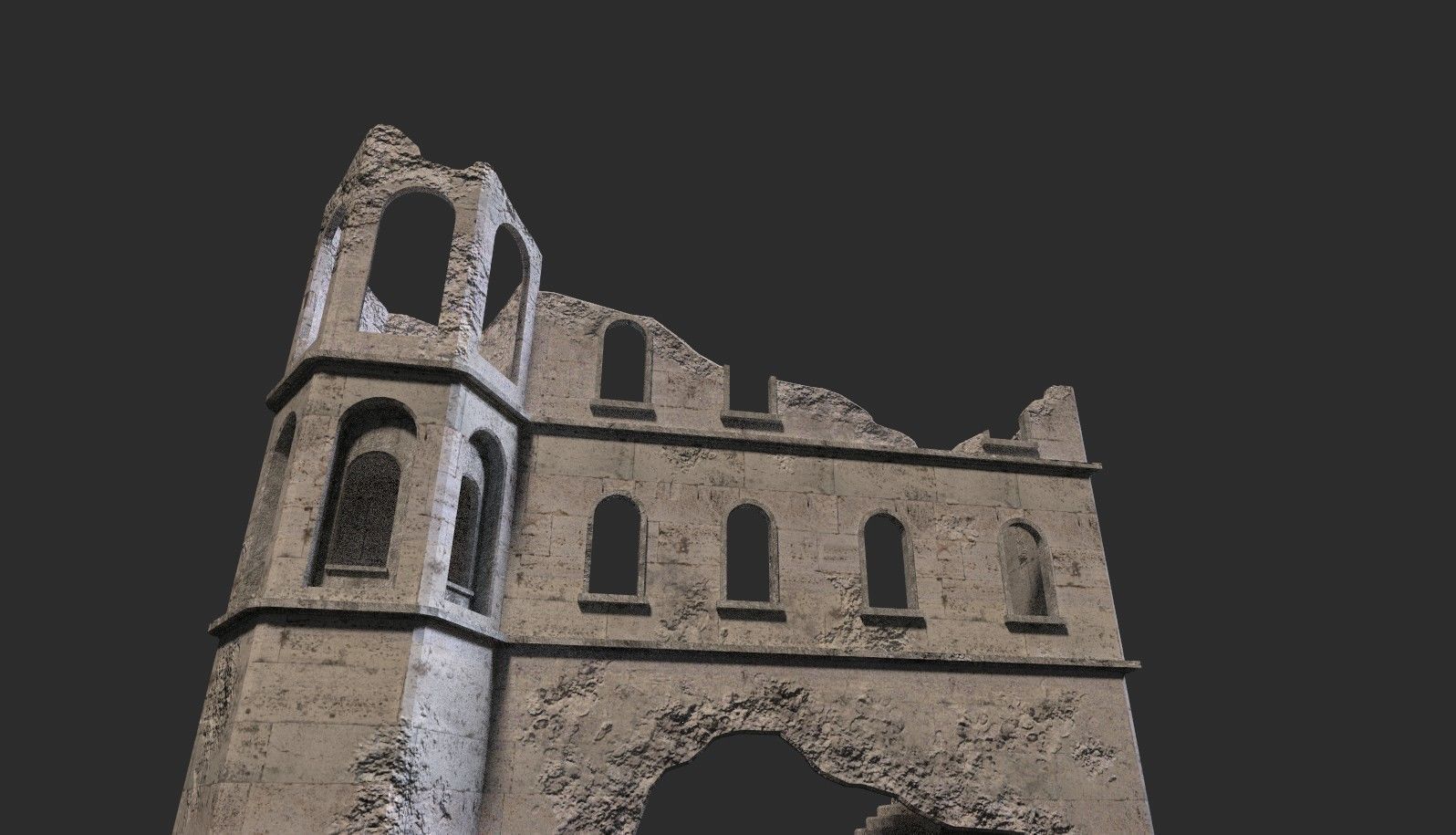 Medieval ruin Low-poly 3D model_2