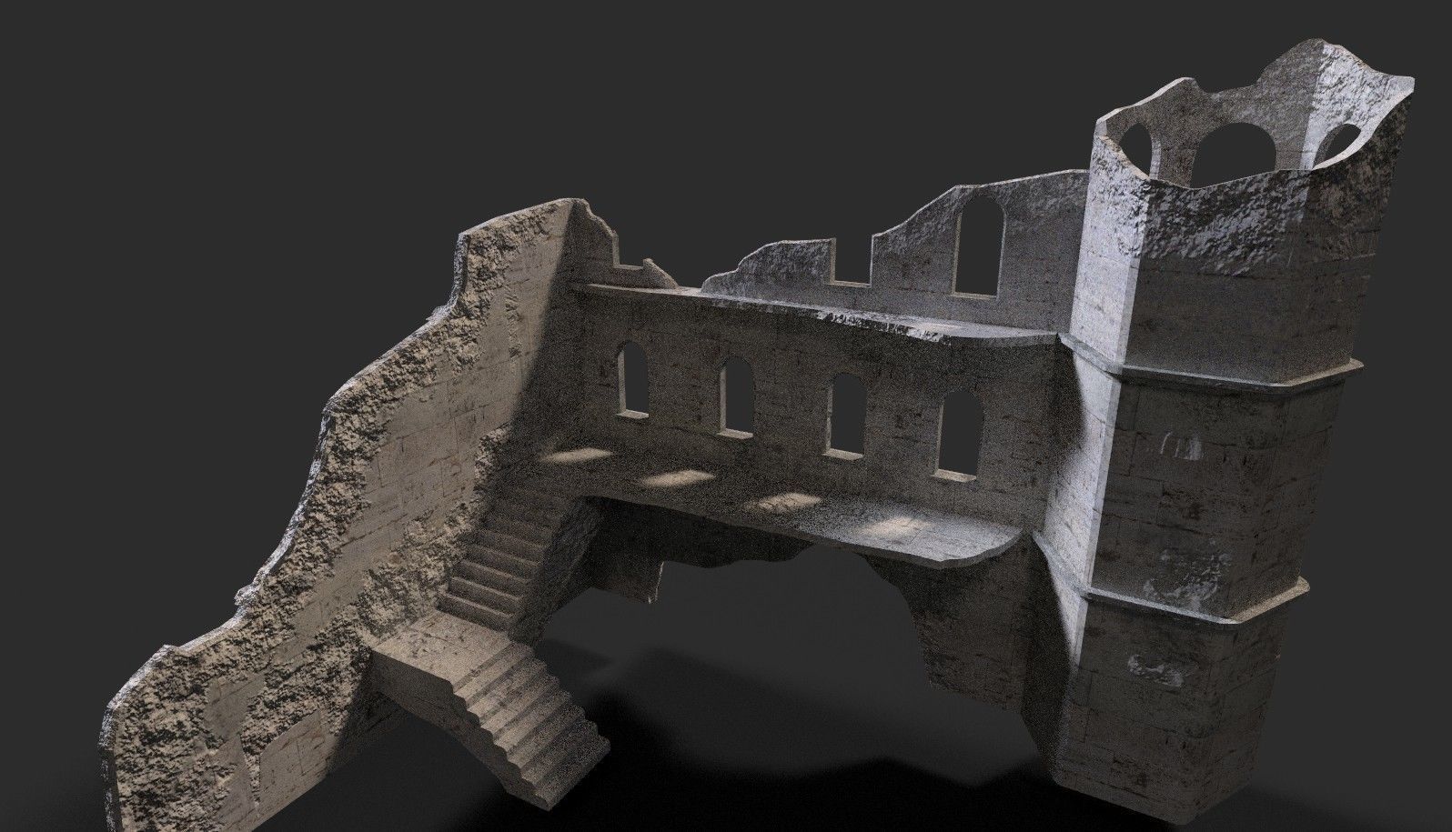 Medieval ruin Low-poly 3D model_1
