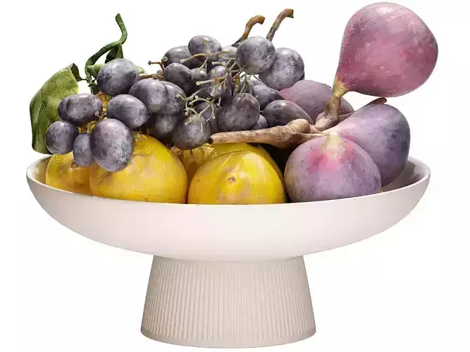bowl of figs lemons and grapes fruits