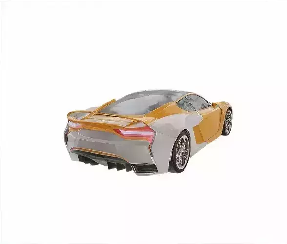 Modern Futuristic Concept Car Low-poly 3D model 5