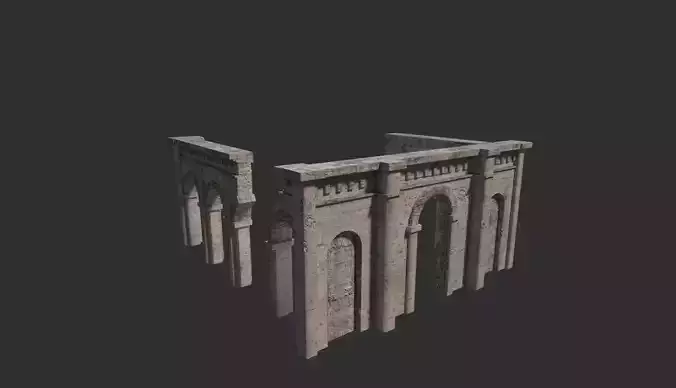Medieval ruin Low-poly 3D model