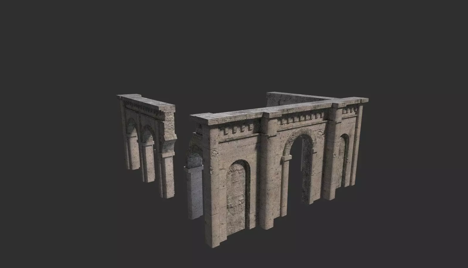 Medieval ruin Low-poly 3D model_0
