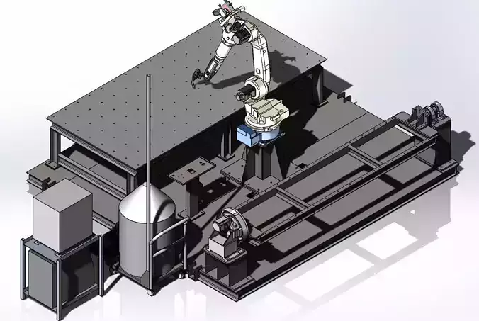Welding robotics  automation system solution with rotary table 3D model