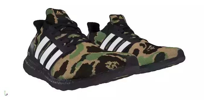 Bape x adidas Ultra Boost sneaker Low-poly 3D model