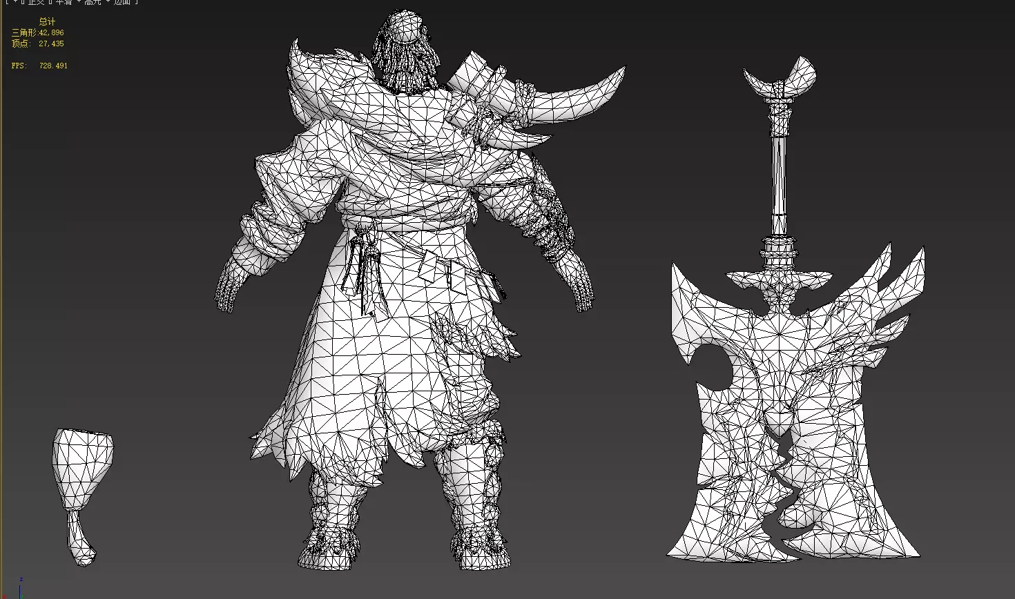 Winter savage warrior Low-poly 3D model_20