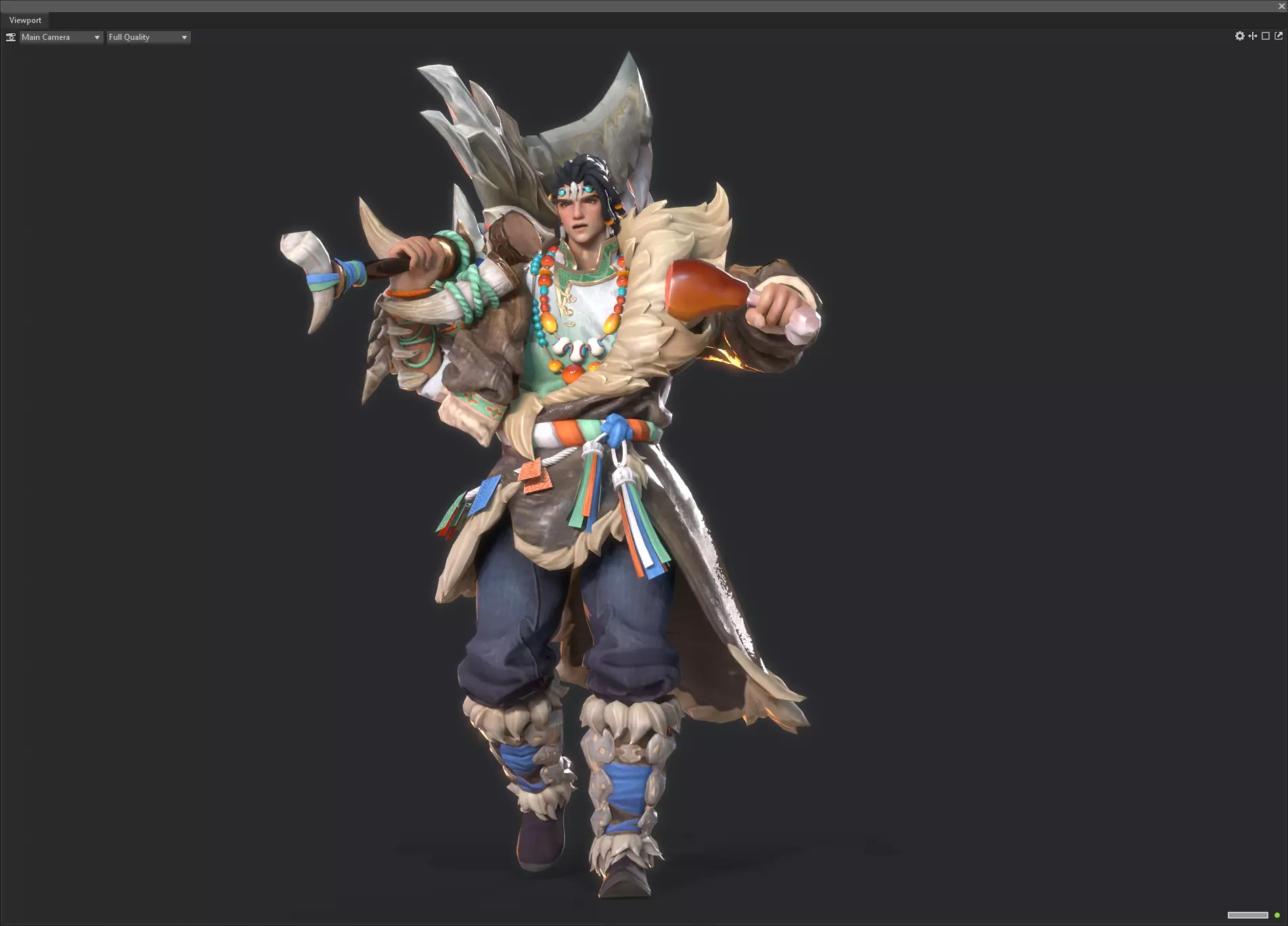 Winter savage warrior Low-poly 3D model_10