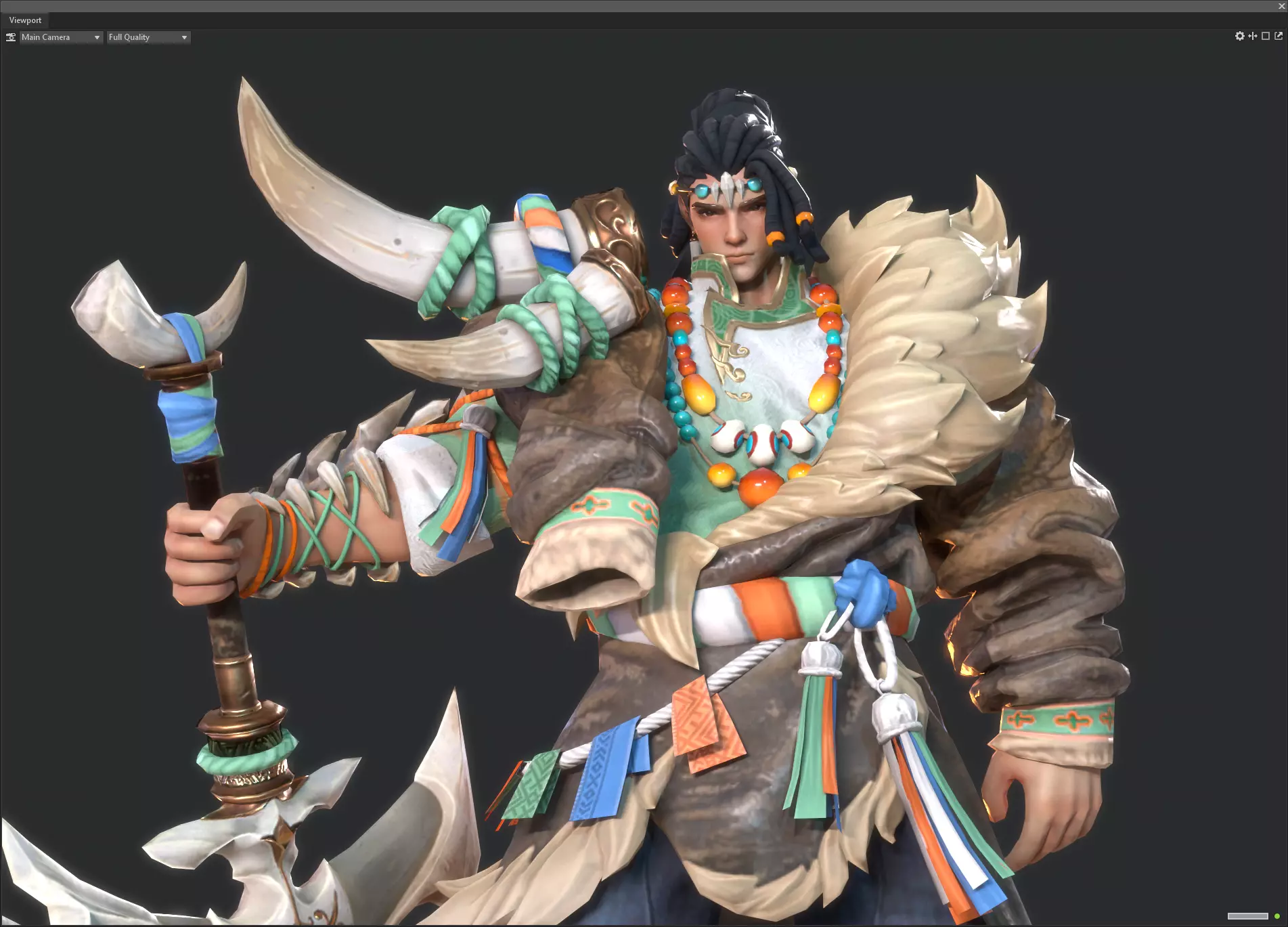 Winter savage warrior Low-poly 3D model_9